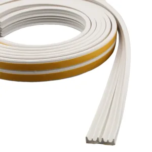 EDPM Self Adhesive Draught Weather Seal Strip - E Profile - White - 9 x 4 x 5000mm - 2-2.5mm Gap