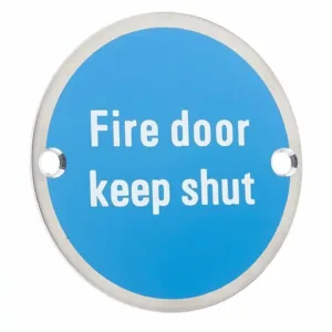 Circular Disc Fire Door Signage - 76mm x 1.5mm - Screw Fixed - Fire Door Keep Shut