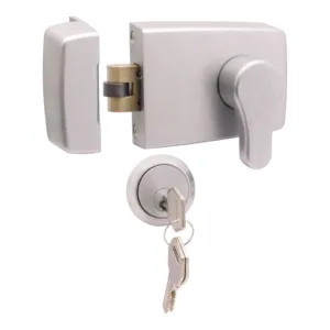 Roller Bolt Night Latch - Silver & Satin Cylinder 60mm Backset