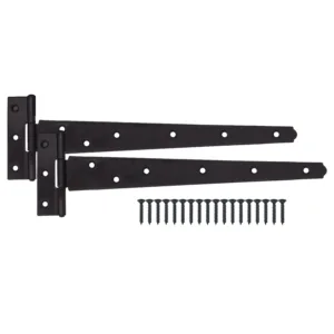 Heavy Duty Gate Tee Hinges - 457mm / 18 inch - Black - Pair