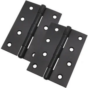 Steel Butt Hinges 1838 Fixed Pin Pattern - 102x70x2mm - Black Plated - Pair - EXCLUDING Screws
