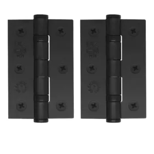 Black Fire Door Hinges - 3 Inch/76mm - Grade 7 Steel Ball Bearing - Pair